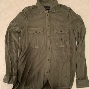 Army Green Boyfriend fit button up shirt